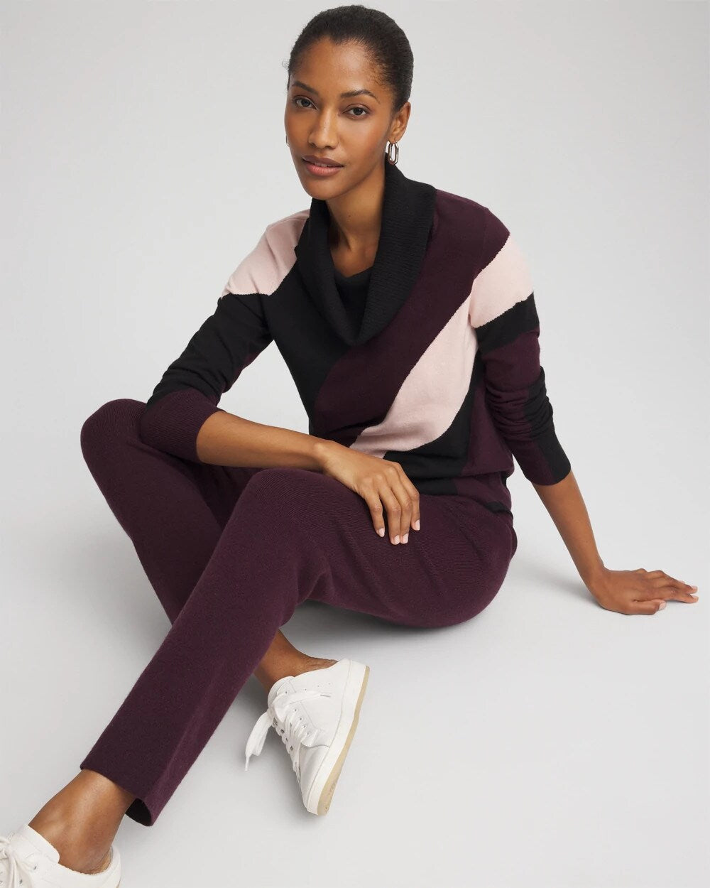 Chico's | Zenergy® Luxe Intarsia Cowlneck Top/ Night Bloom