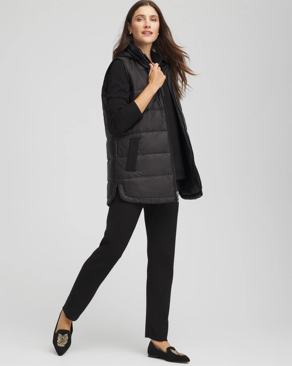 Chico's | Zenergy® Quilted Hooded Vest/ Black