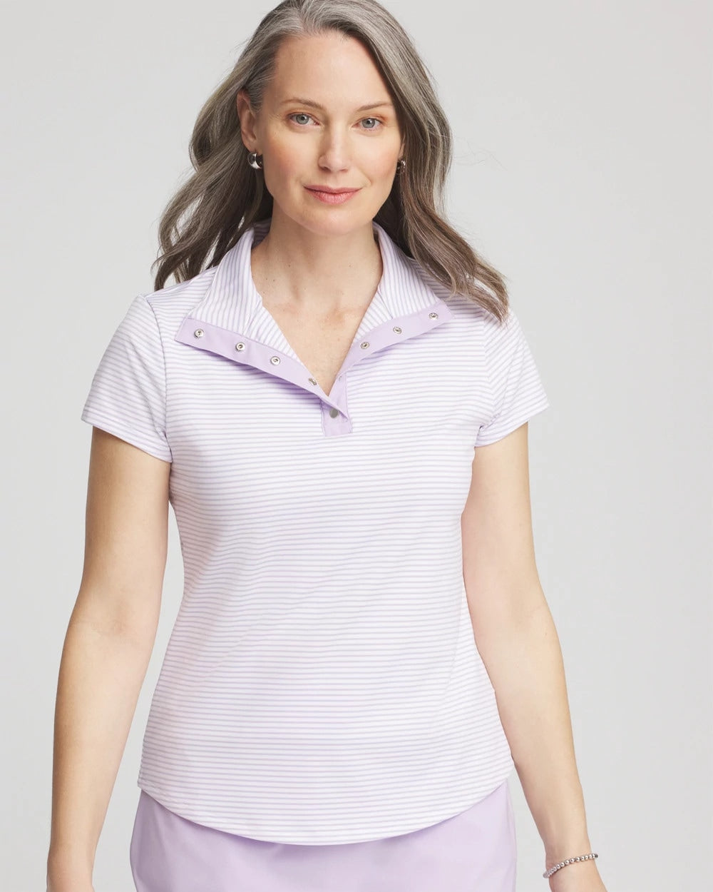 Chico's | Zenergy® Striped UPF Short-Sleeve Top/ Violet Aura