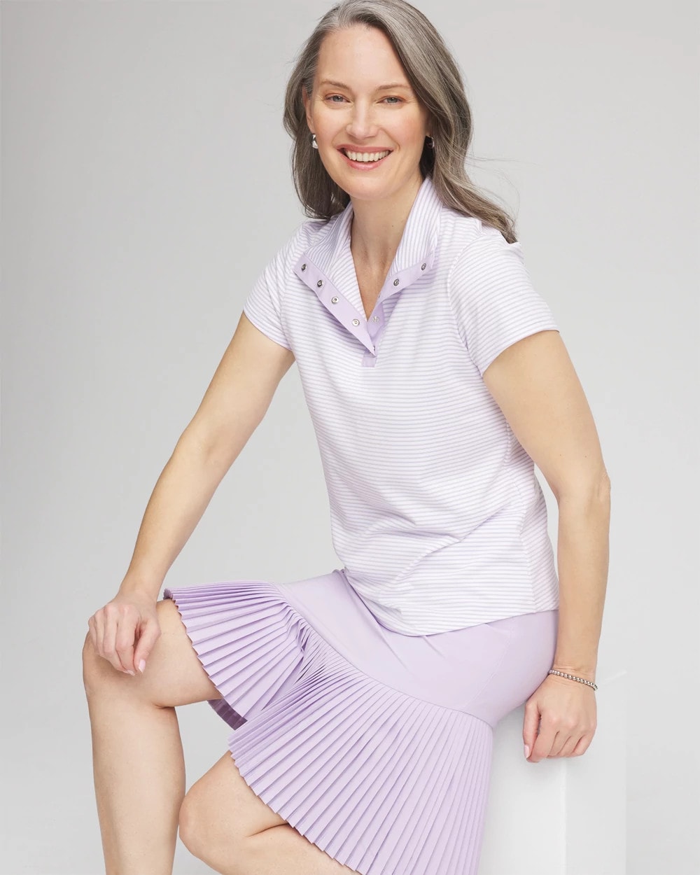 Chico's | Zenergy® Striped UPF Short-Sleeve Top/ Violet Aura
