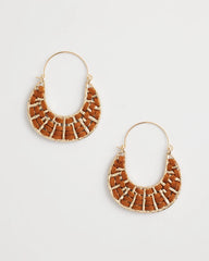 Chico's | Leather Half-Moon Hoop Earrings/ Neutral