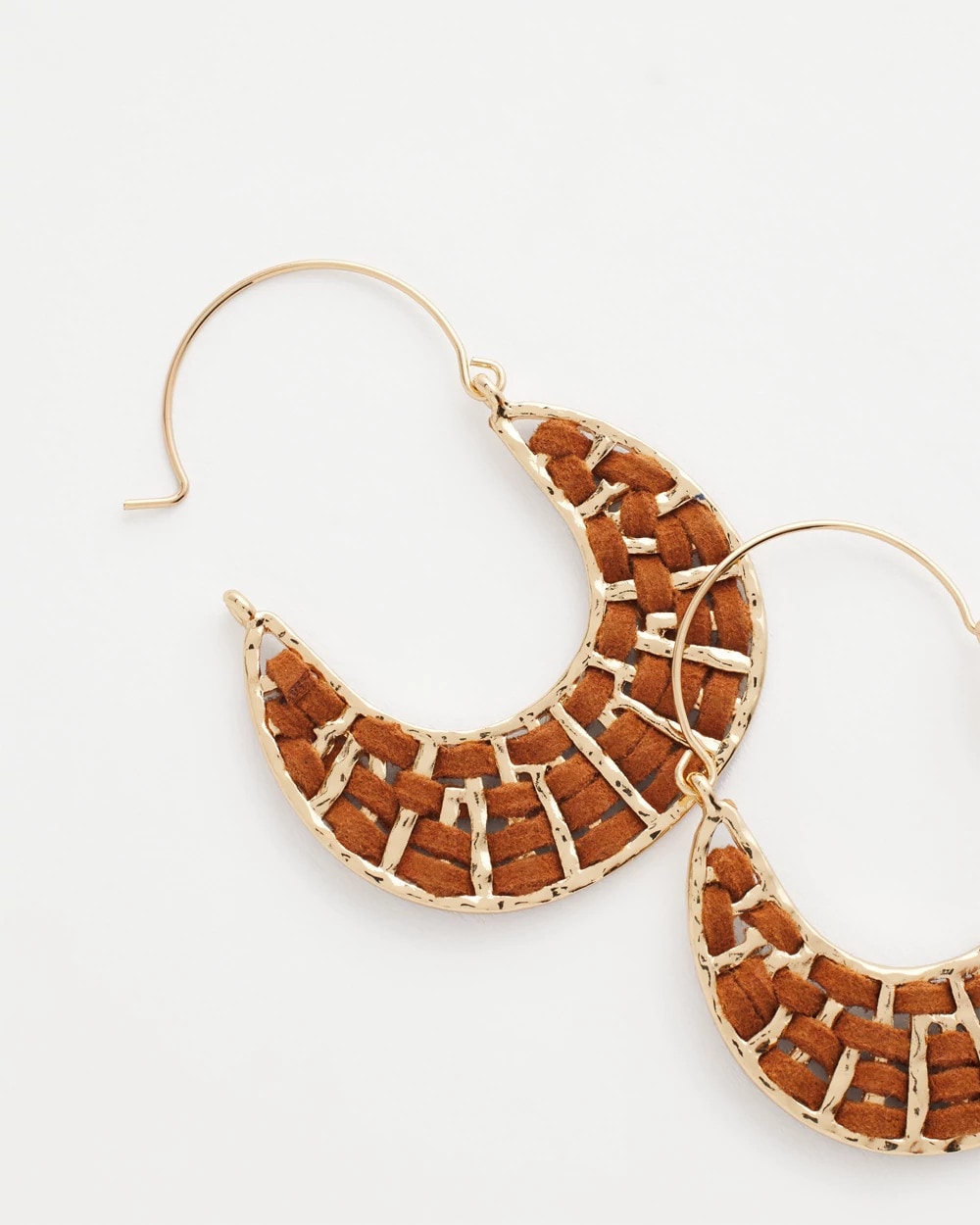 Chico's | Leather Half-Moon Hoop Earrings/ Neutral