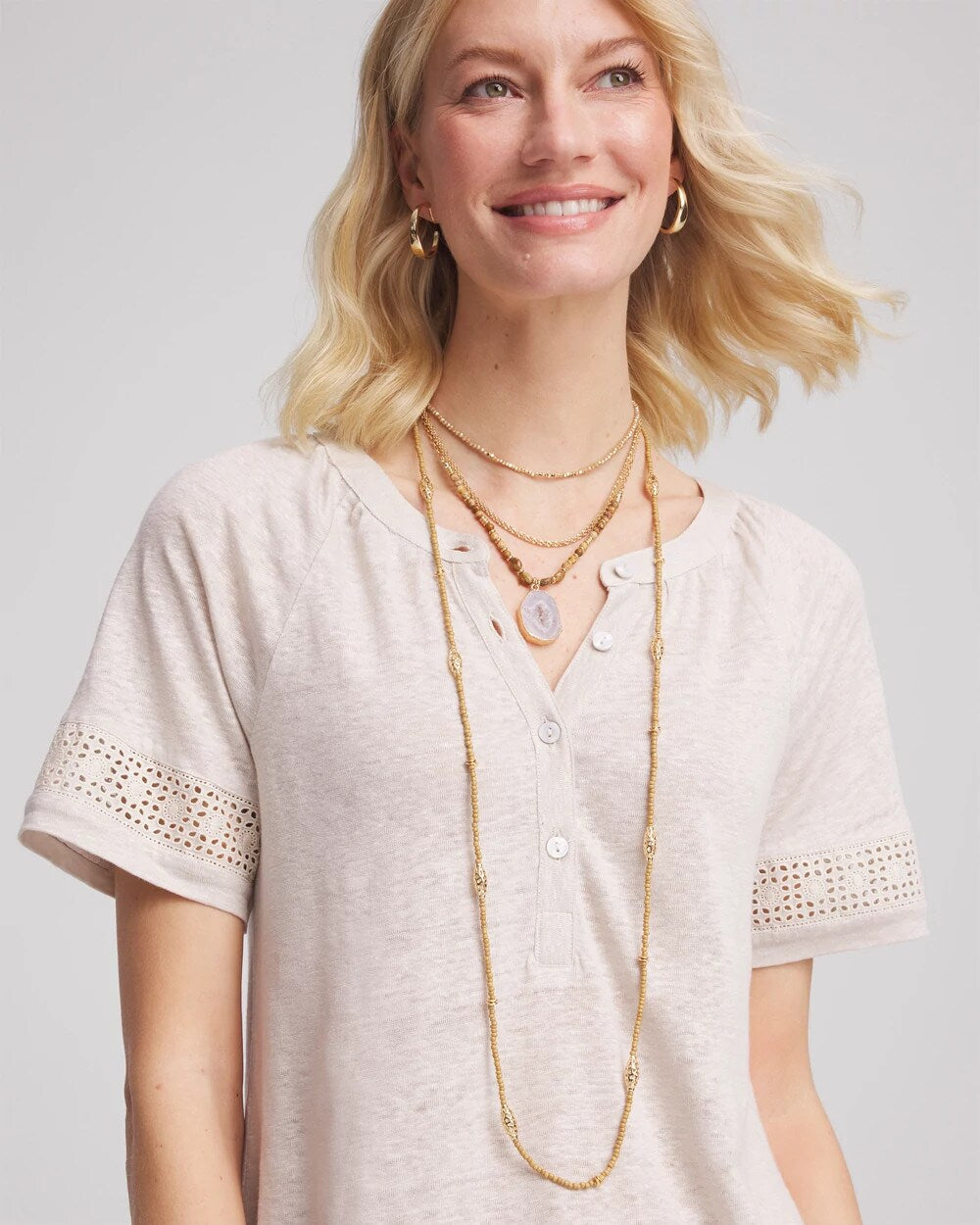 Chico's | Convertible Agate Pendant Necklace/ Neutral