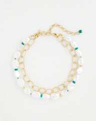 Chico's | Pearlescent Goldtone Collar Necklace/ Pearl