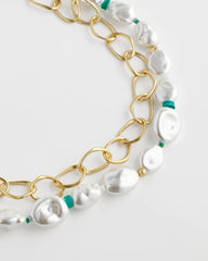 Chico's | Pearlescent Goldtone Collar Necklace/ Pearl