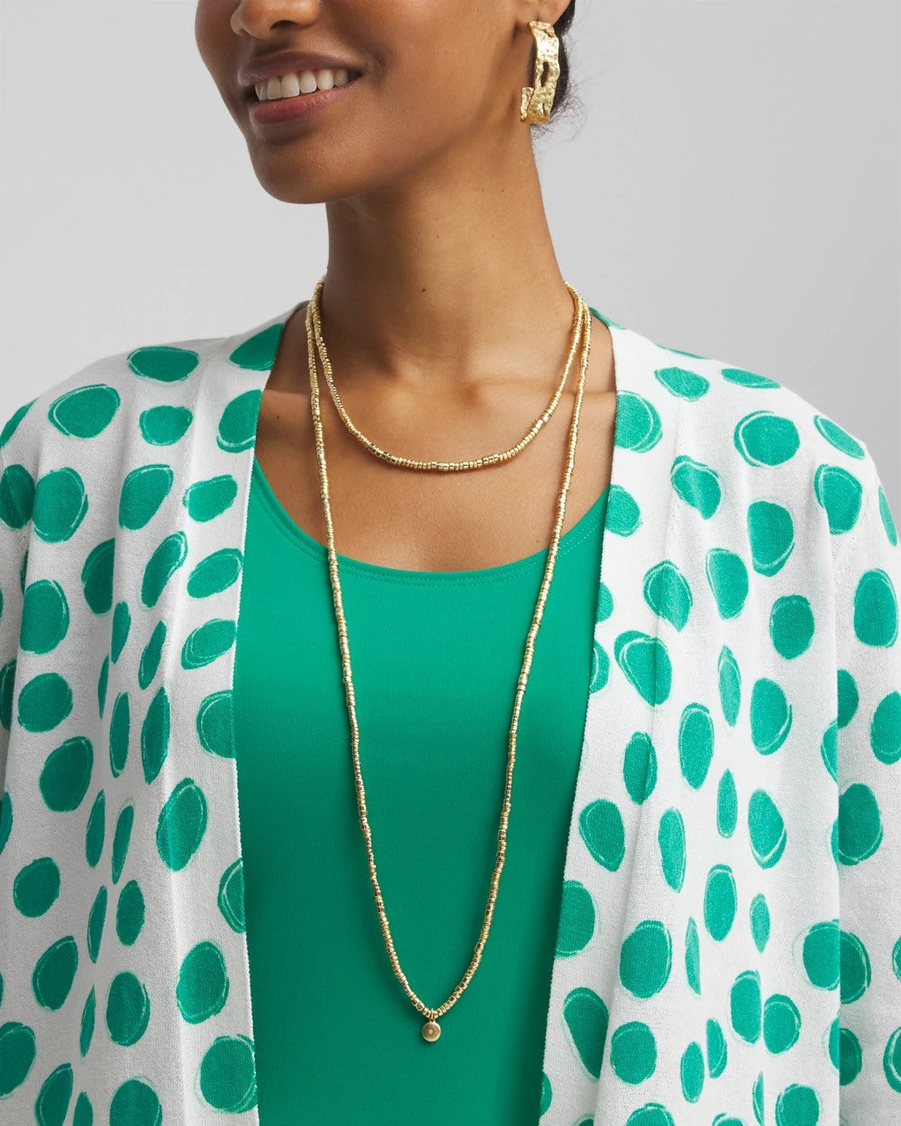 Chico's | Long Goldtone Seed Bead Necklace/ Gold