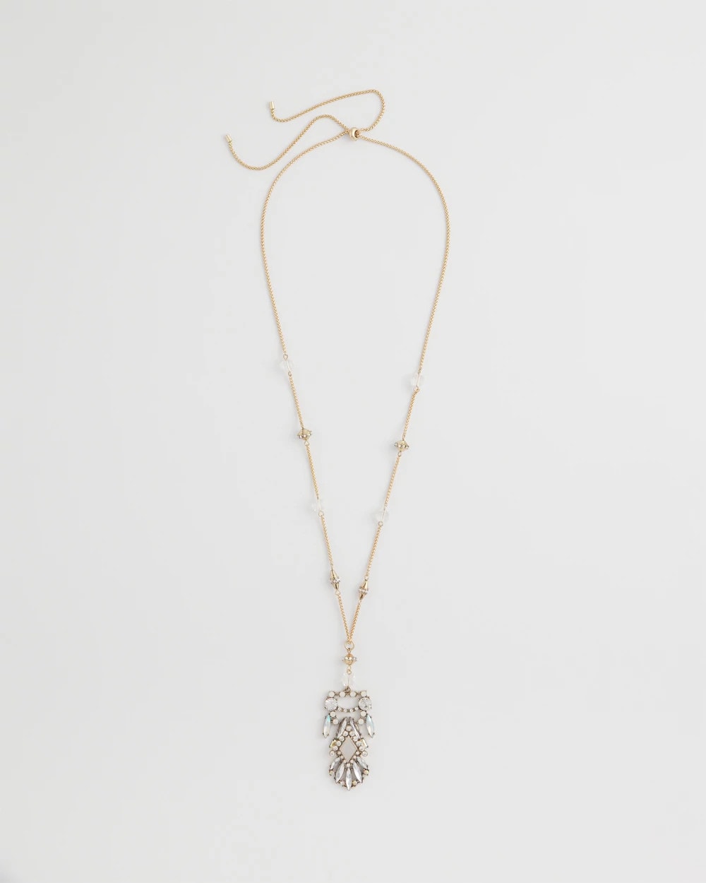 Chico's | Adjustable Opalescent Pendant Necklace/ Pink