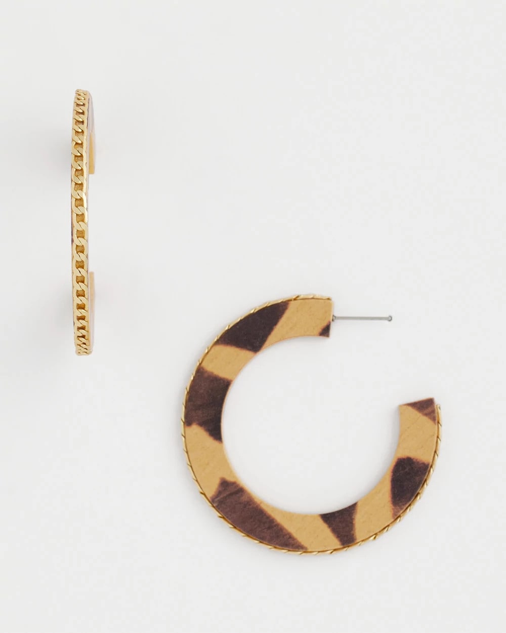 Chico's | Animal Wood Hoop Earrings/ Neutral