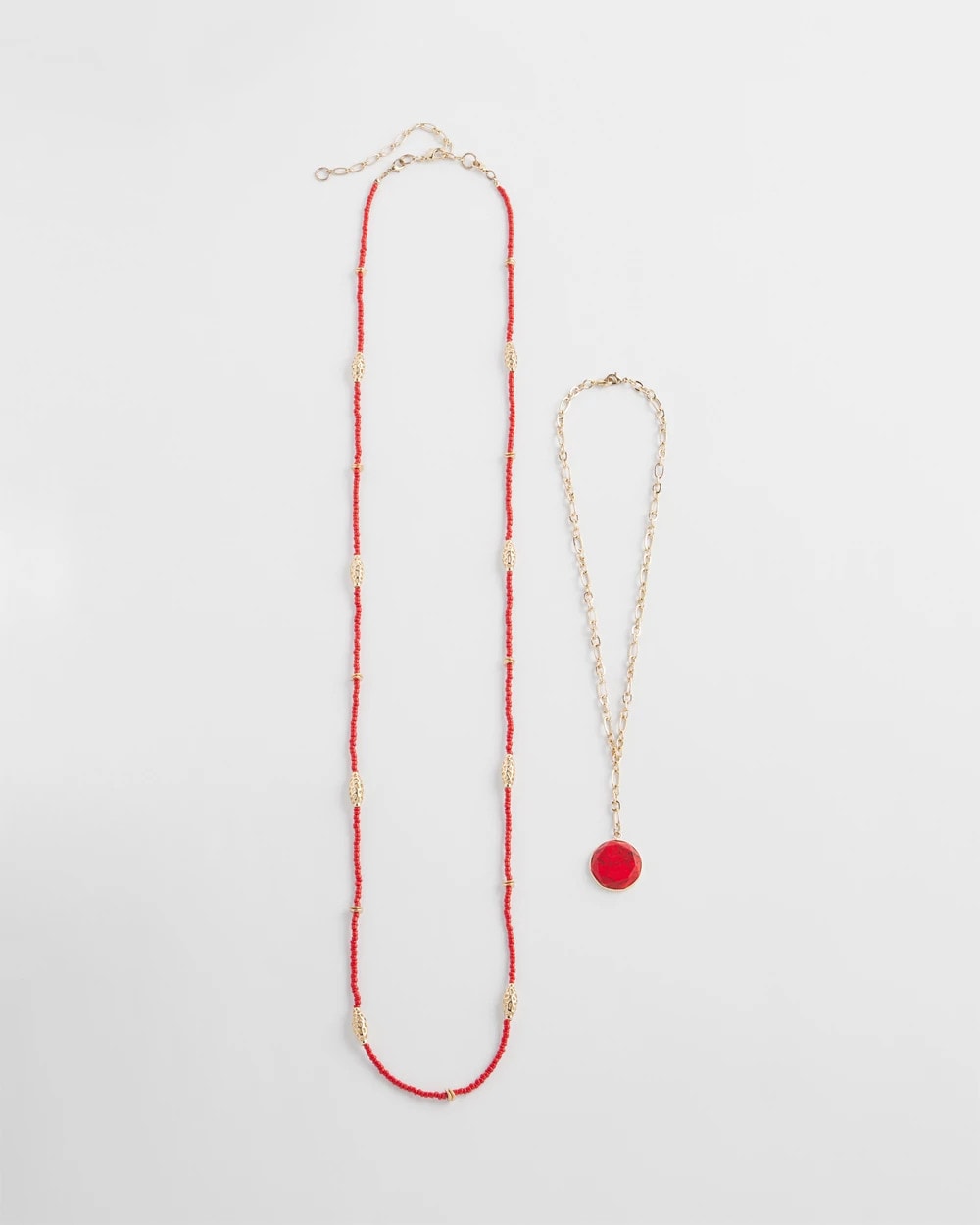 Chico's | Convertible Beaded Pendant Necklace/ Red