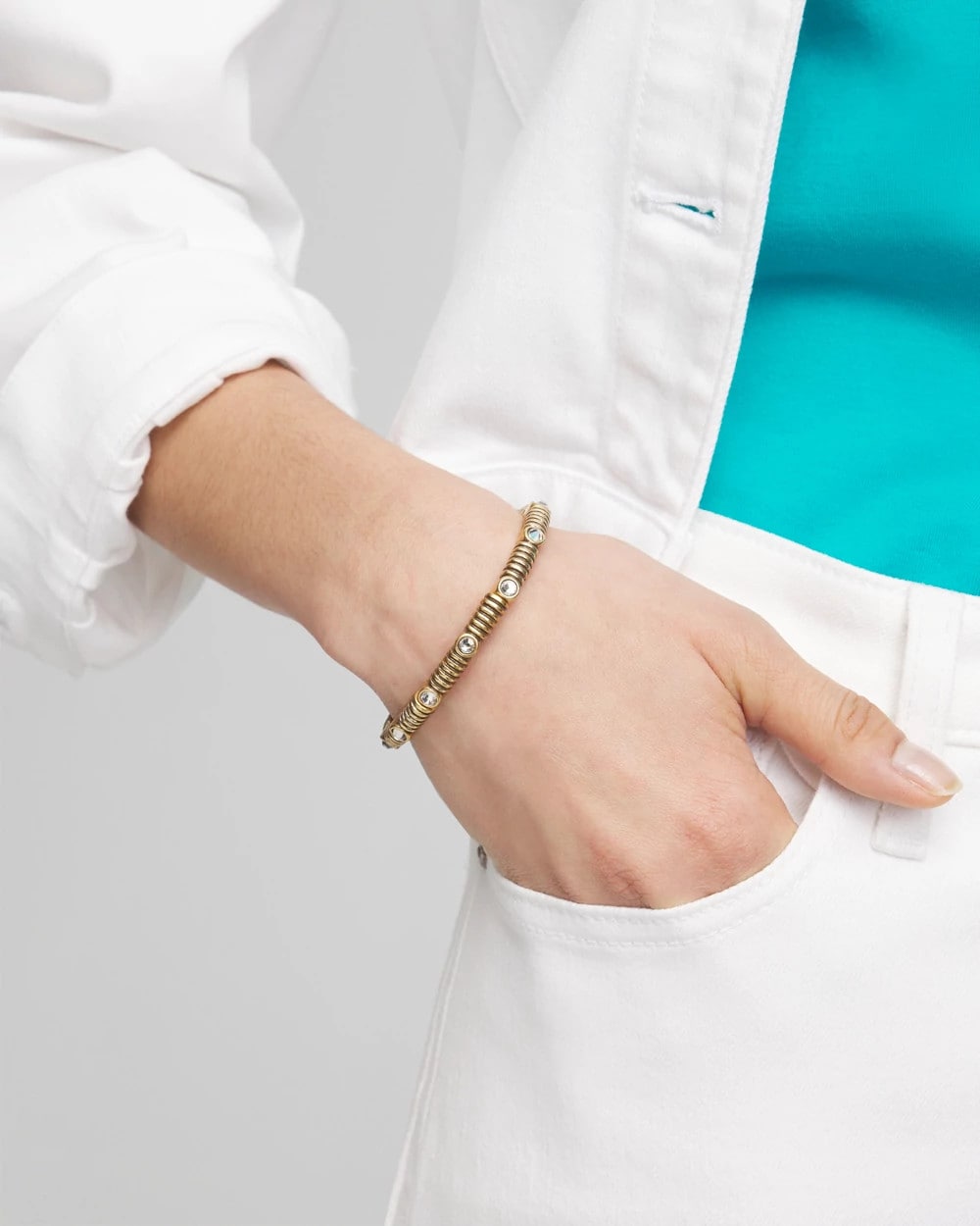 Chico's | Goldtone Stretch Bracelet/ Gold