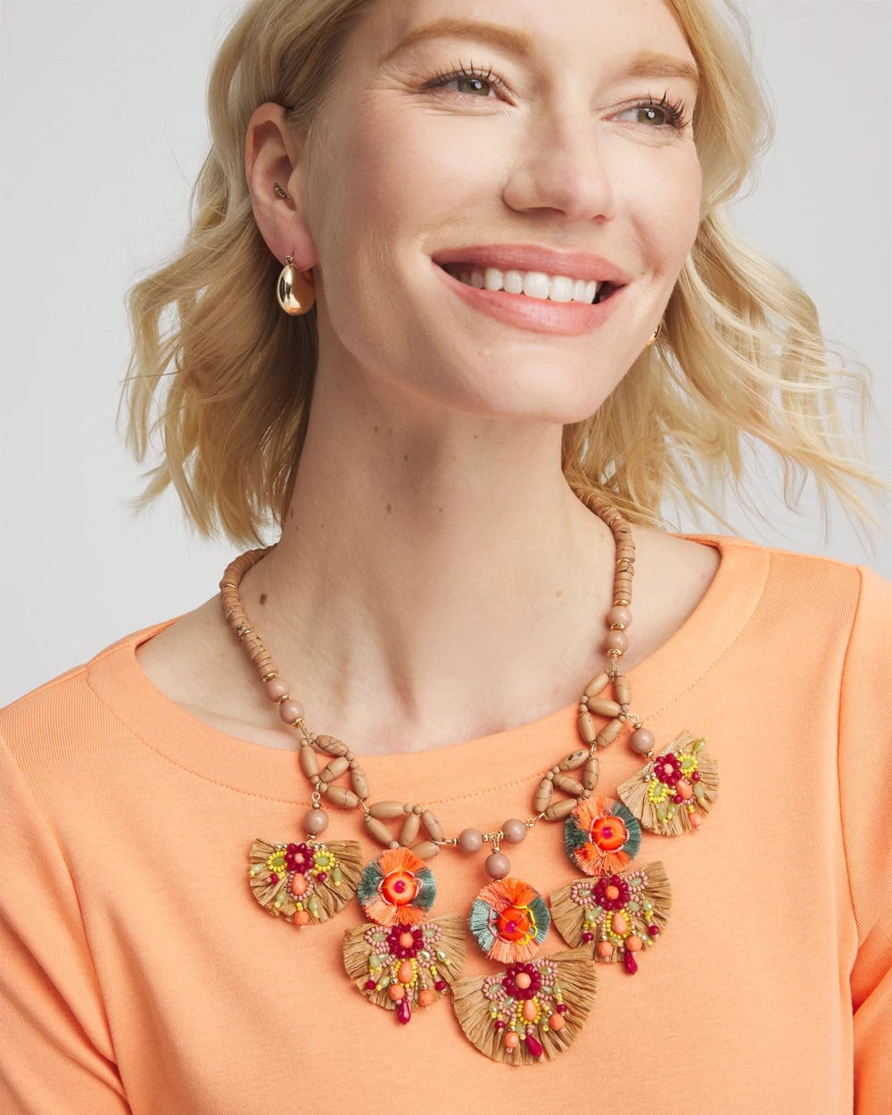Chico's | Tropical Floral Bib Necklace/ Multi