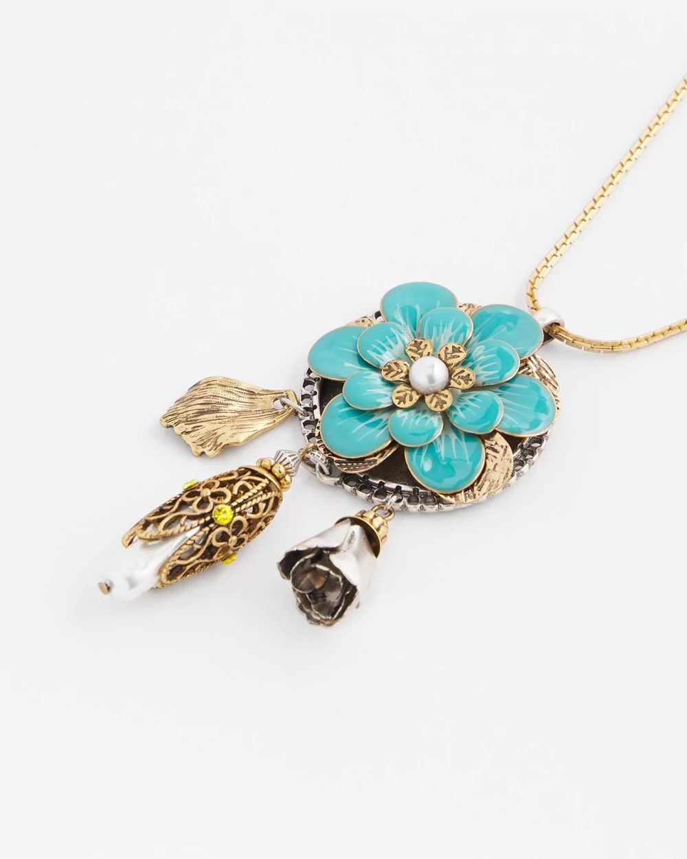 Chico's | Adjustable Flower Charm Pendant Necklace/ Multi