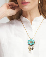Chico's | Adjustable Flower Charm Pendant Necklace/ Multi