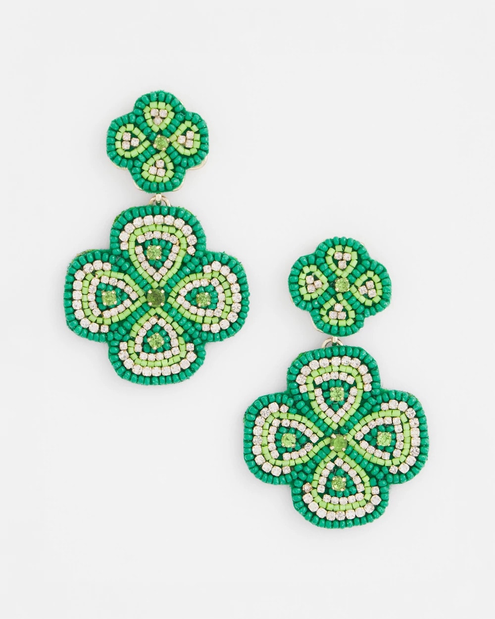 Chico's | Clover Drop On Post Earrings/ Green