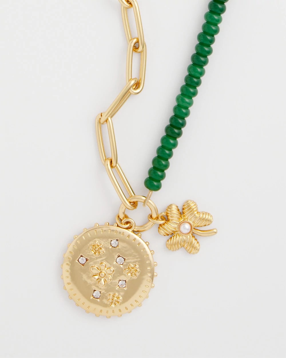 Chico's | Short Clover Pendant Necklace/ Green