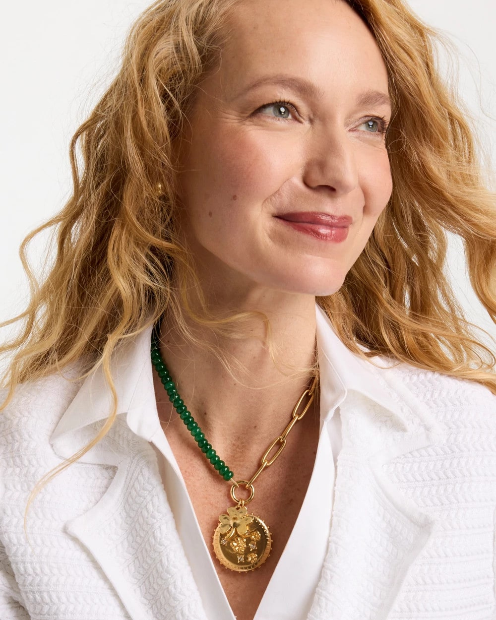 Chico's | Short Clover Pendant Necklace/ Green