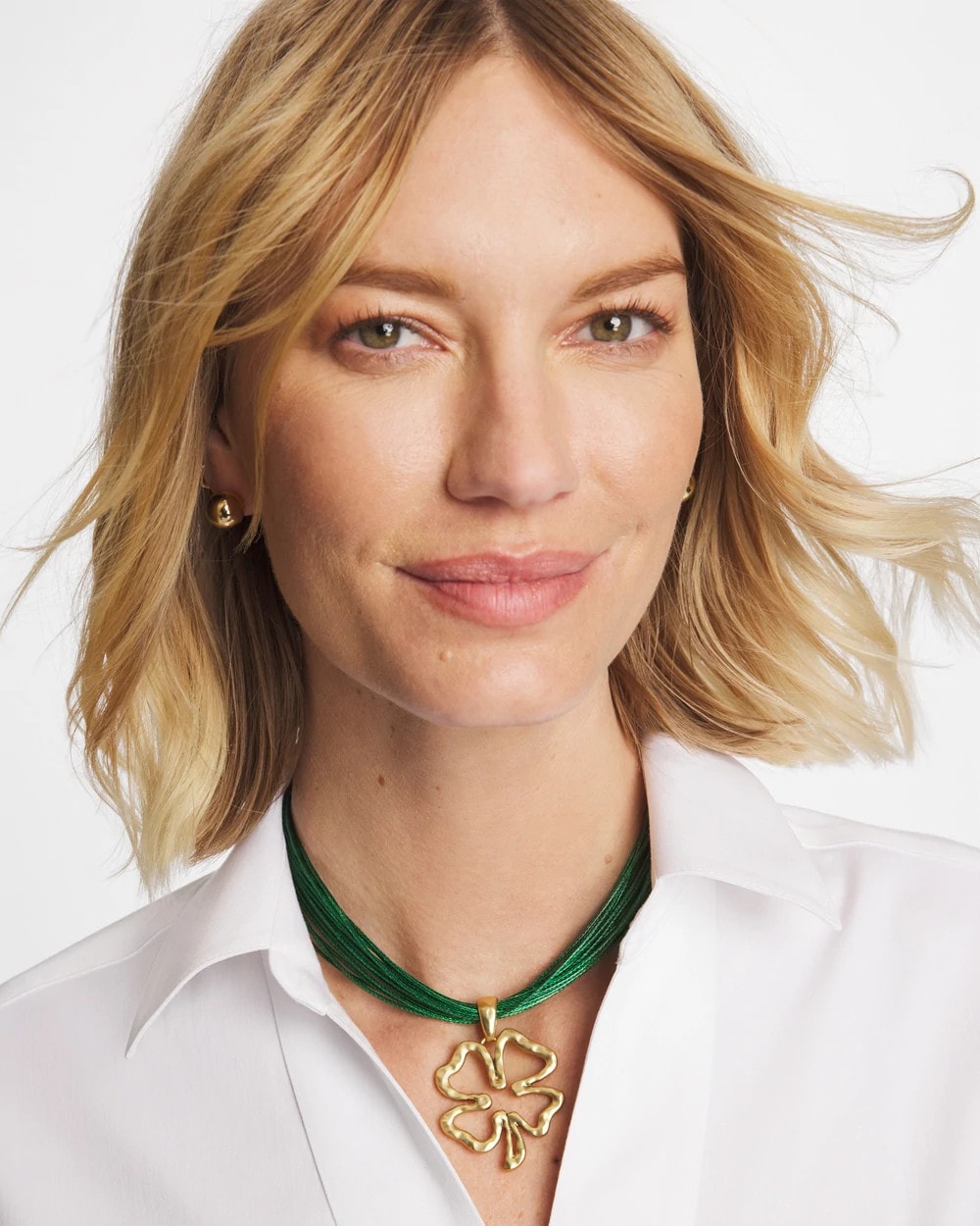 Chico's | Clover Pendant Necklace/ Green