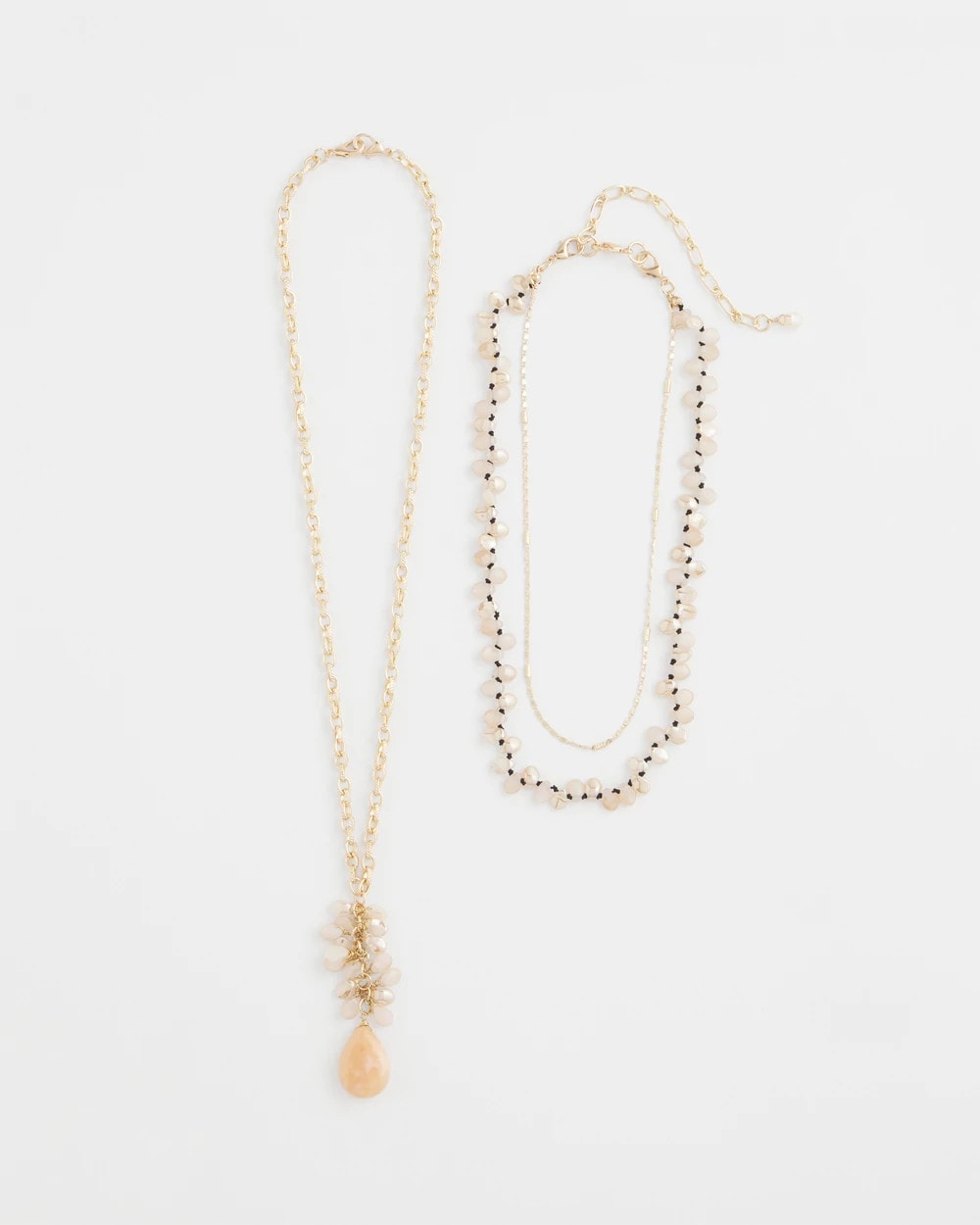 Chico's | Convertible Rose Quartz Pendant Necklace/ Pale Pink