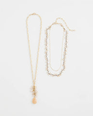Chico's | Convertible Rose Quartz Pendant Necklace/ Pale Pink