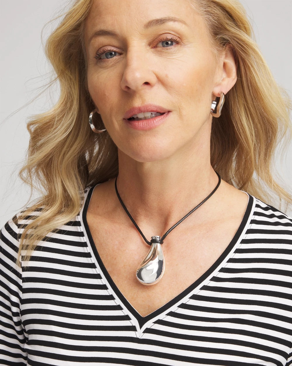 Chico's | Silvertone Adjustable Pendant Necklace/ Mixed Metals
