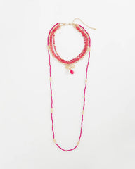 Chico's | Convertible Beaded Pendant Necklace/ Pink