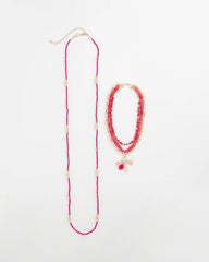 Chico's | Convertible Beaded Pendant Necklace/ Pink