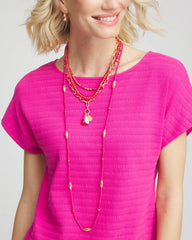 Chico's | Convertible Beaded Pendant Necklace/ Pink