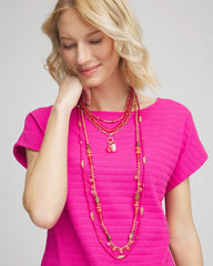 Chico's | Convertible Beaded Pendant Necklace/ Pink
