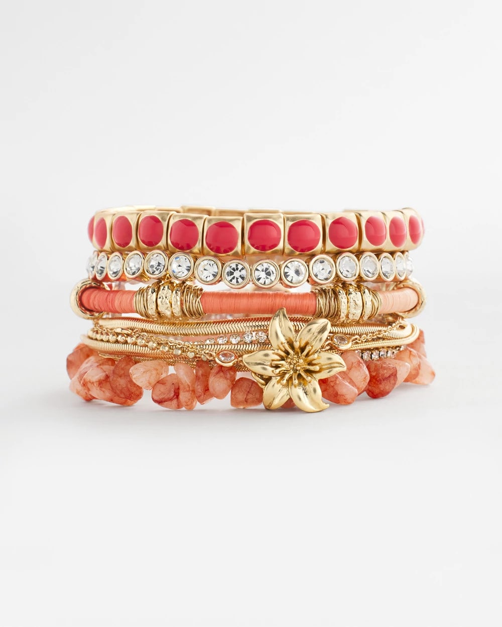 Chico's | Bold Orange Goldtone Stretch Bracelet/ Orange