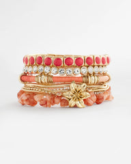 Chico's | Bold Orange Goldtone Stretch Bracelet/ Orange