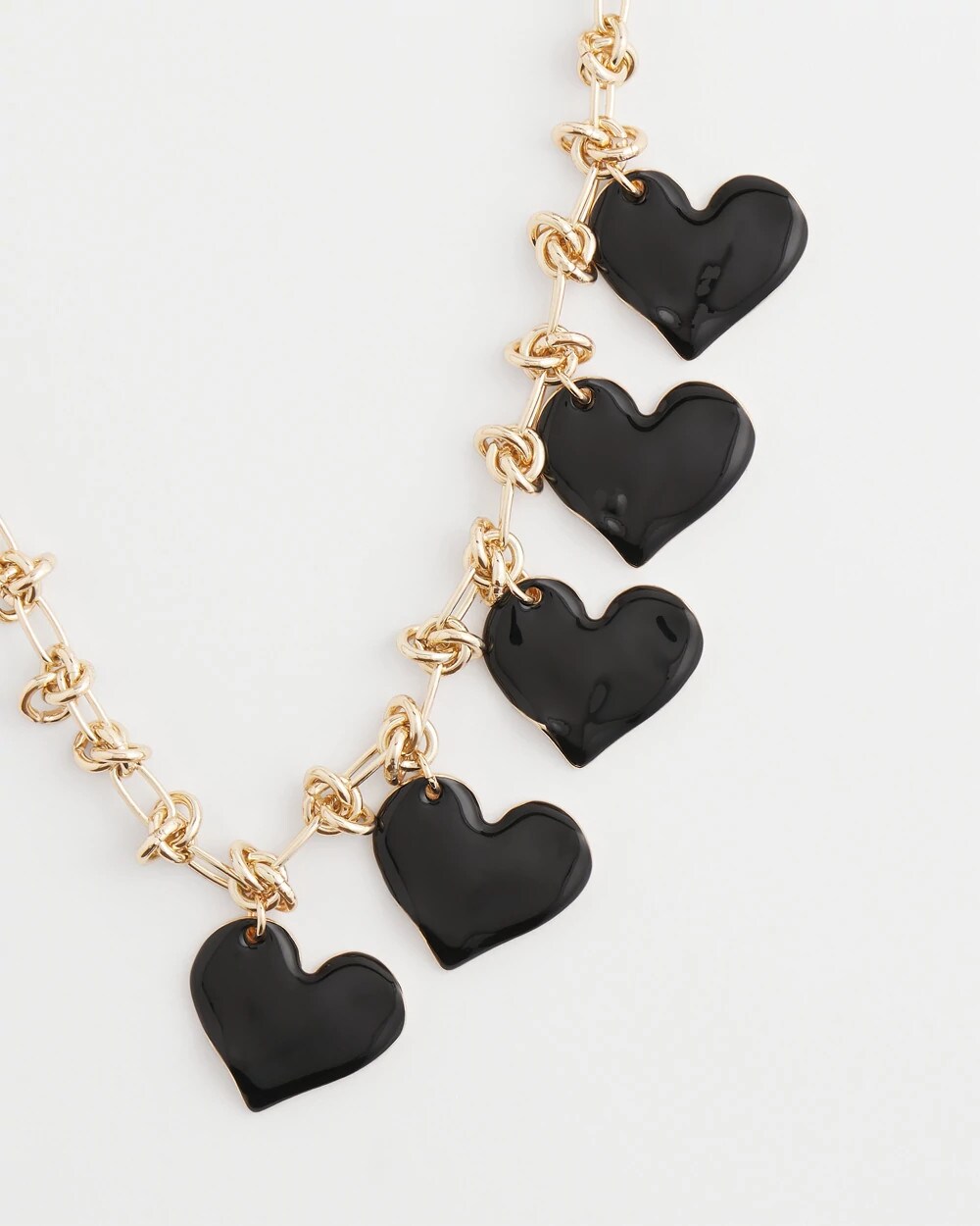 Chico's | Black Heart Drop Off Necklace/ Black