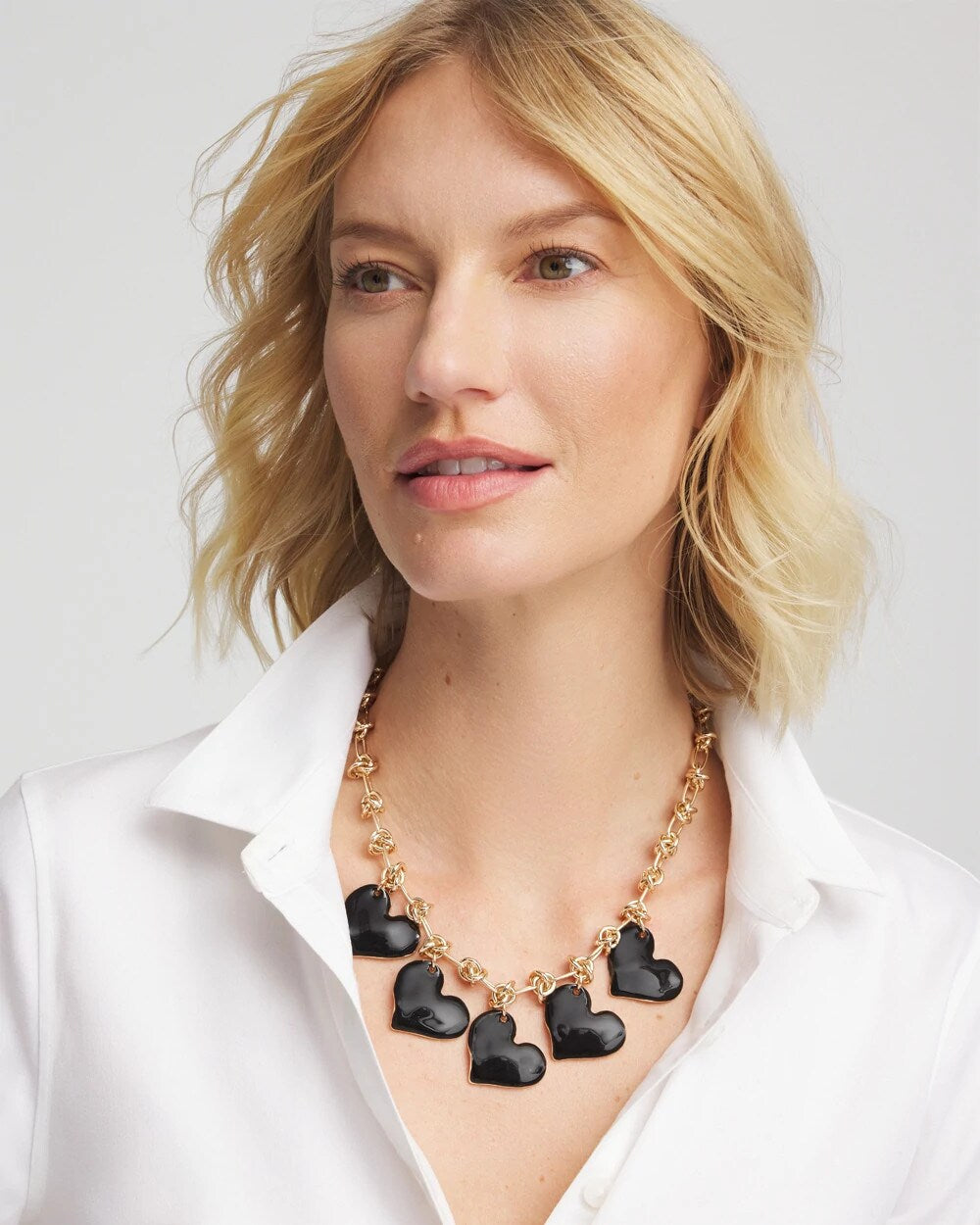 Chico's | Black Heart Drop Off Necklace/ Black