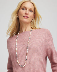 Chico's | Pink Art Deco Beaded Necklace/ Pink