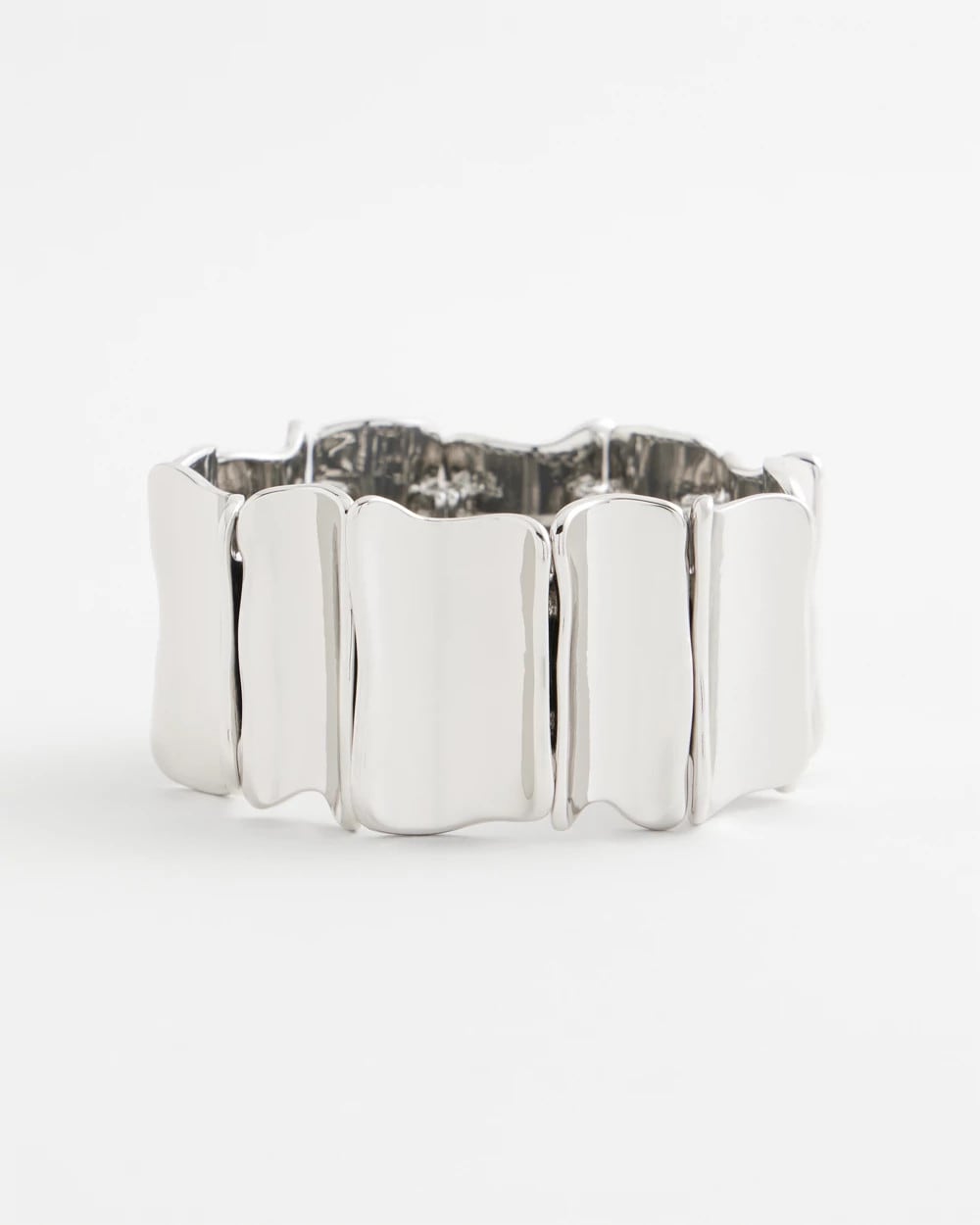 Chico's | Silvertone Wave Stretch Cuff Bracelet/ Silver