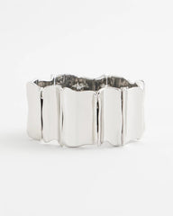 Chico's | Silvertone Wave Stretch Cuff Bracelet/ Silver