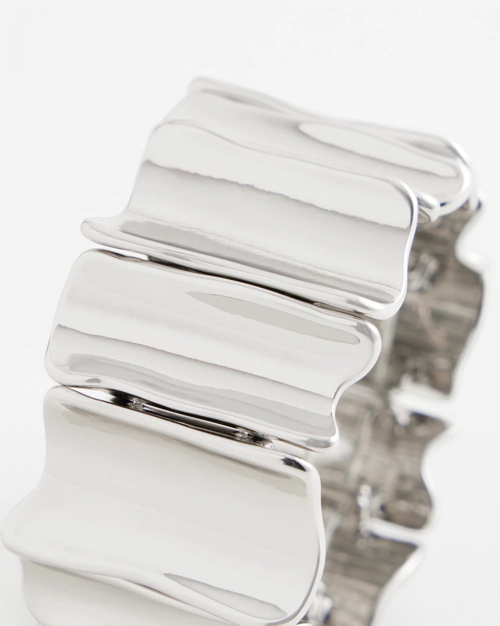 Chico's | Silvertone Wave Stretch Cuff Bracelet/ Silver