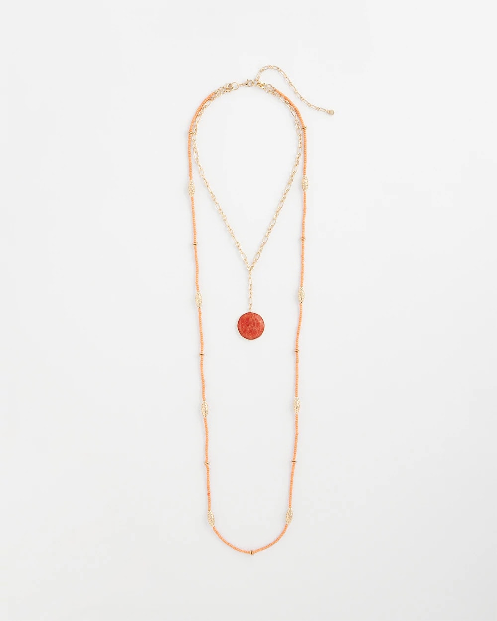 Chico's | Convertible Beaded Pendant Necklace/ Orange