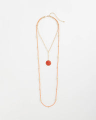 Chico's | Convertible Beaded Pendant Necklace/ Orange