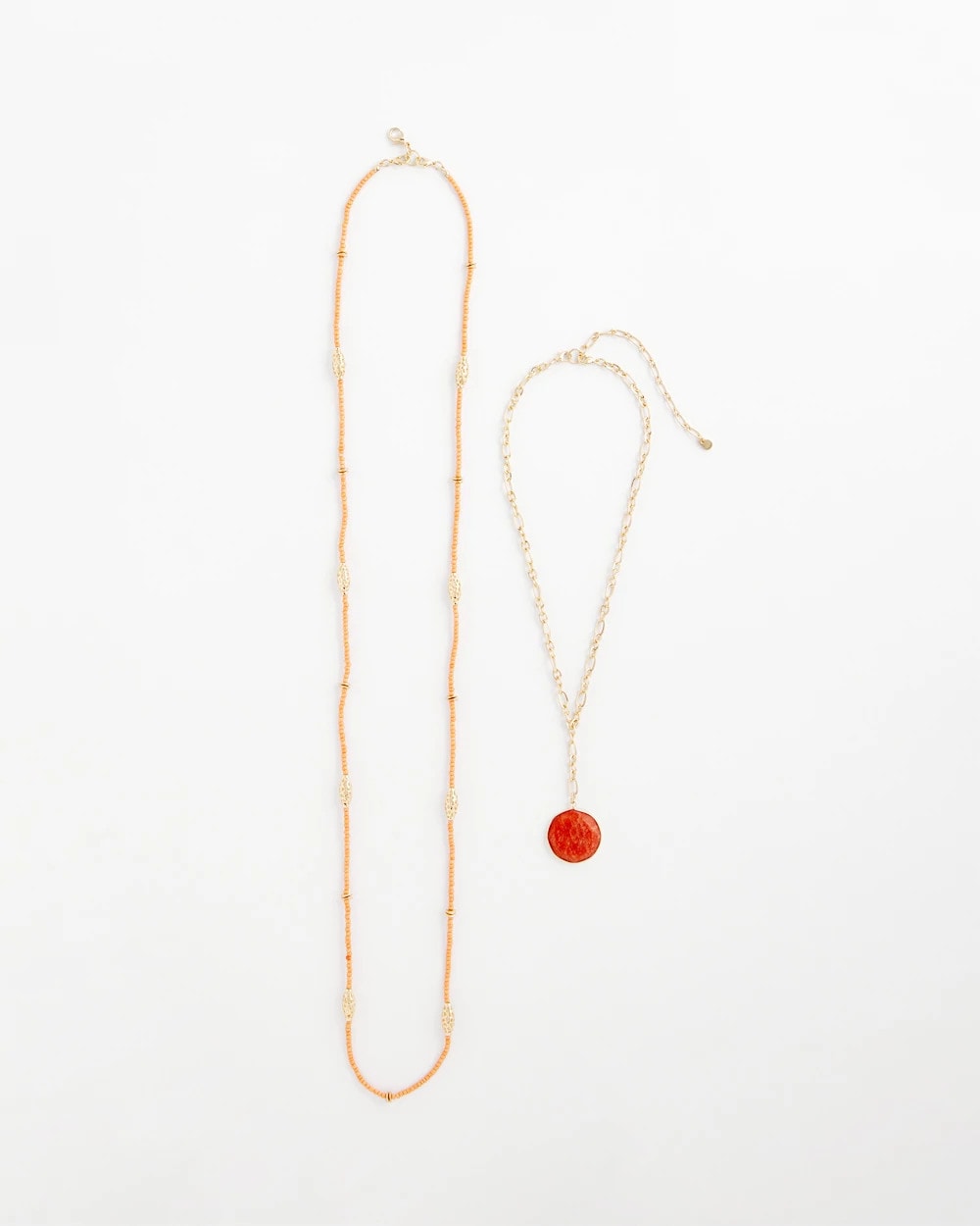 Chico's | Convertible Beaded Pendant Necklace/ Orange