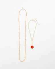 Chico's | Convertible Beaded Pendant Necklace/ Orange