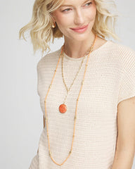 Chico's | Convertible Beaded Pendant Necklace/ Orange