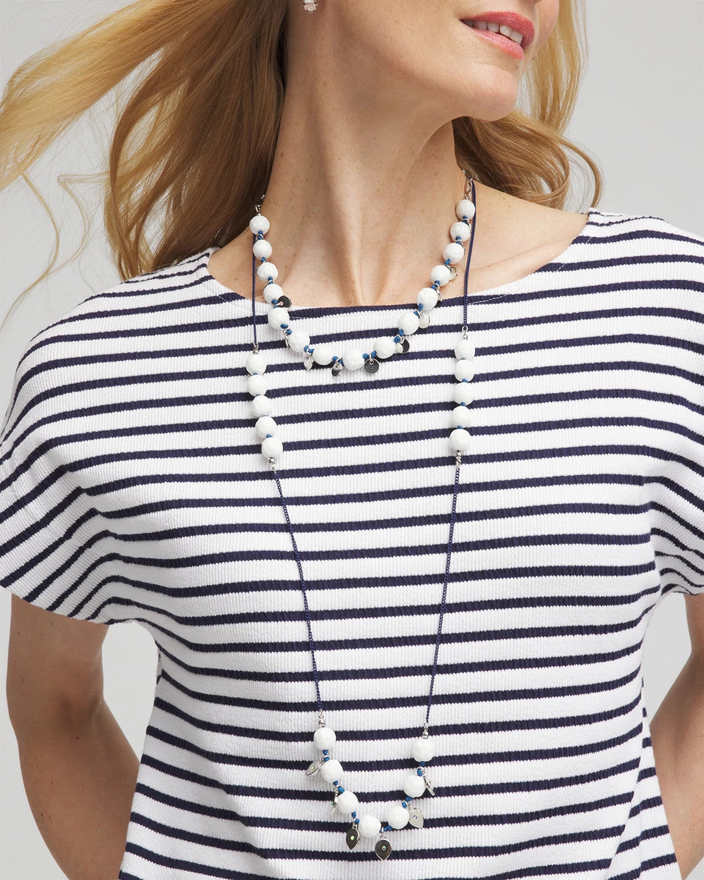 Chico's | Convertible White Stone Necklace/ Blue And White
