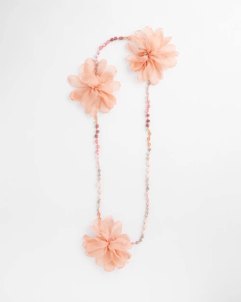 Chico's | Pink Floral Aventurine Long Single Necklace/ Pink