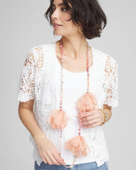 Chico's | Pink Floral Aventurine Long Single Necklace/ Pink