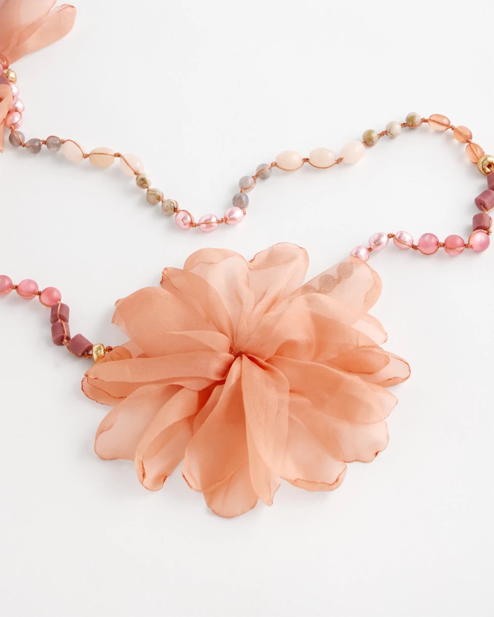 Chico's | Pink Floral Aventurine Long Single Necklace/ Pink