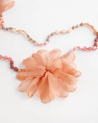 Chico's | Pink Floral Aventurine Long Single Necklace/ Pink