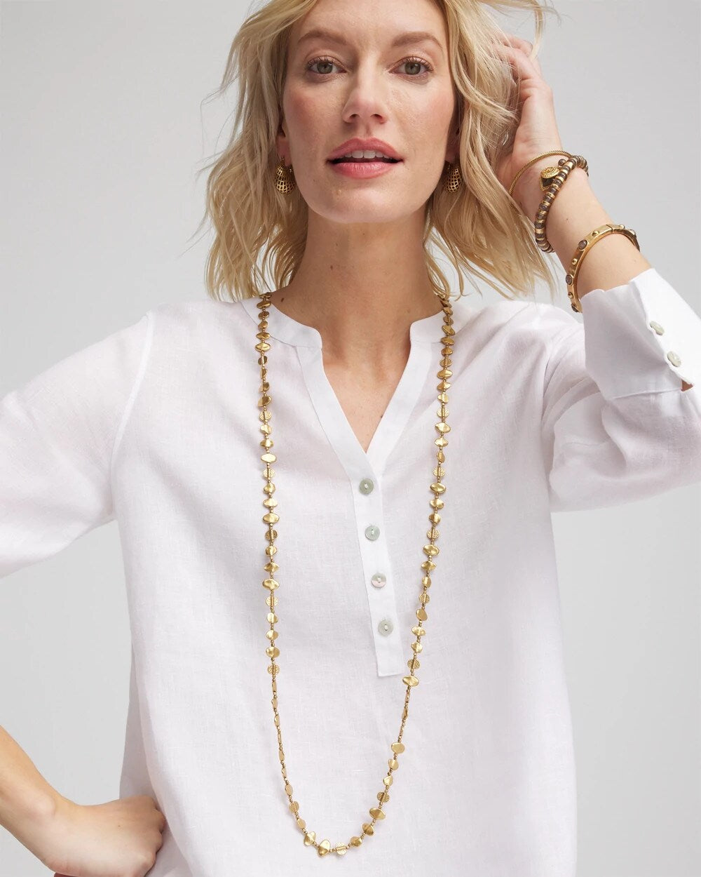 Chico's | Gold Nugget Single Strand Necklace/ Gold