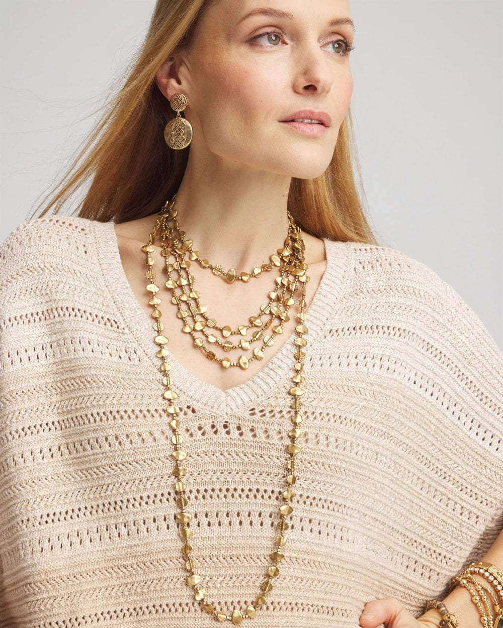 Chico's | Gold Nugget Single Strand Necklace/ Gold