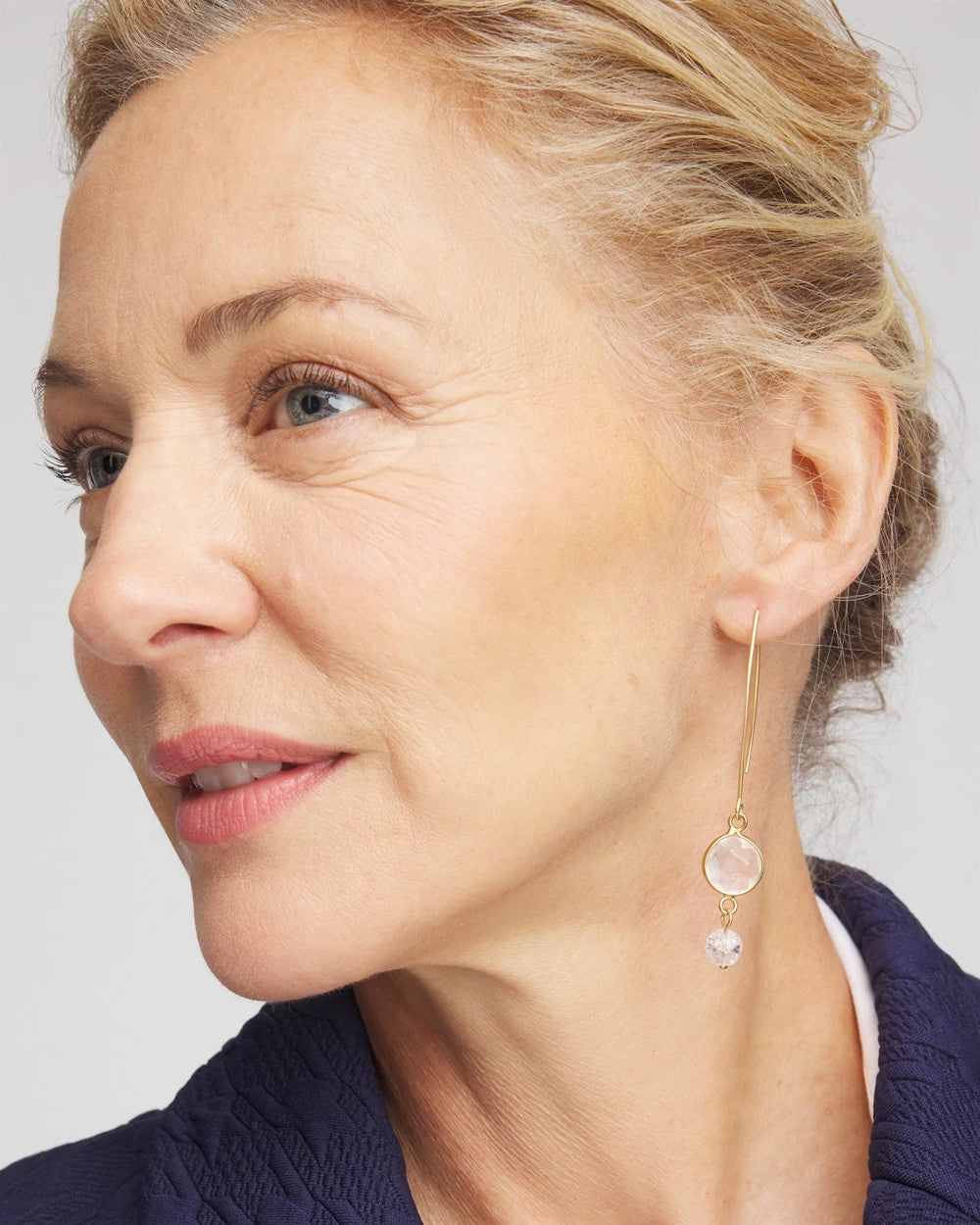 Chico's | No Droop® Quartz Crystal Threader Earrings/ Gold