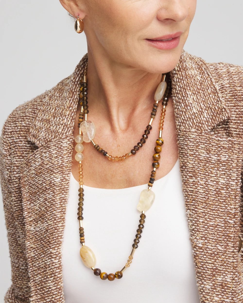 Chico's | Tiger's Eye Single-Strand Necklace/ Neutral
